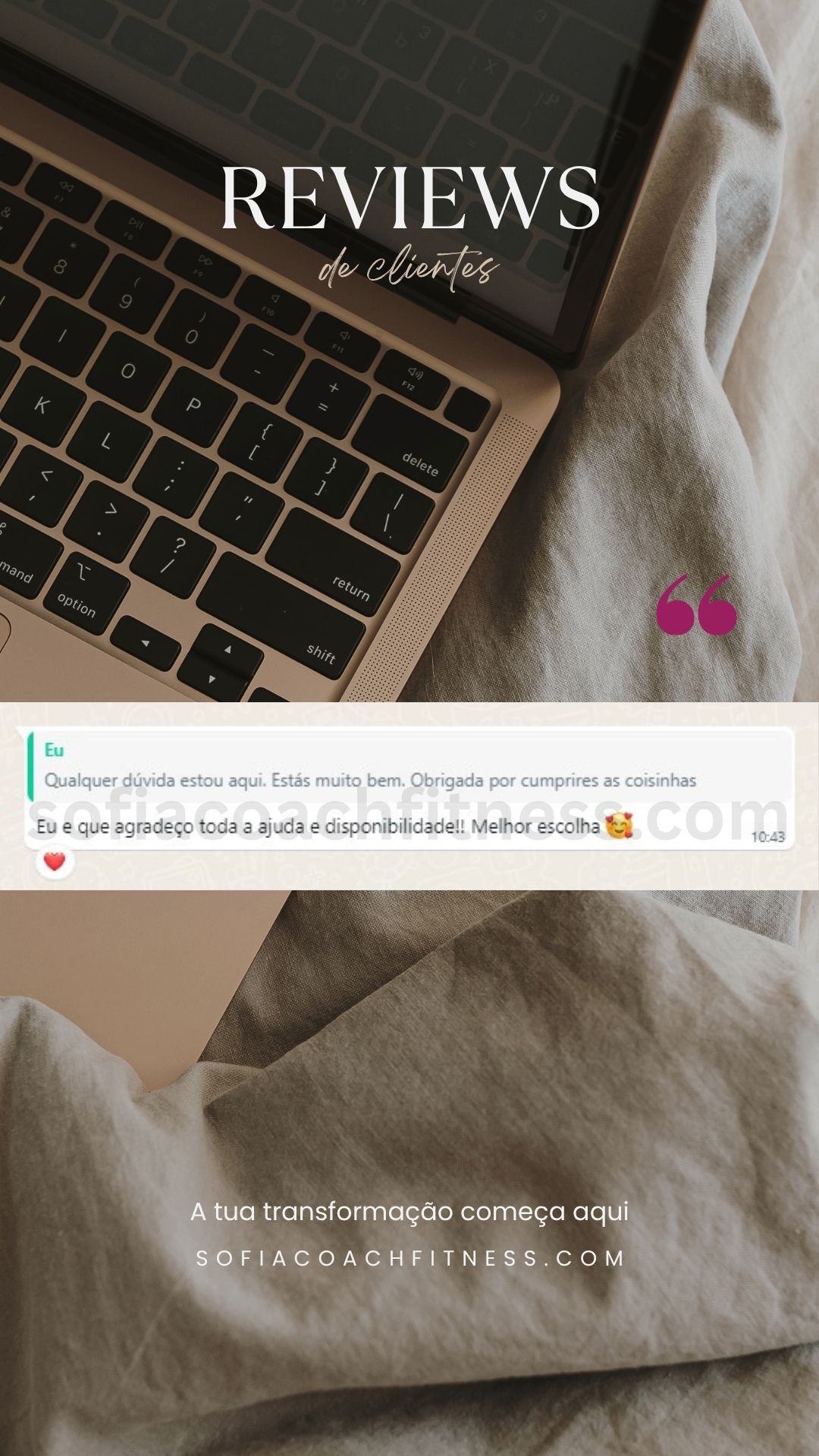 Mensagem real com resultados de treino estruturado e orientação nutricional